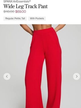 SPANX Red Wide-Leg Track Pants with Pockets